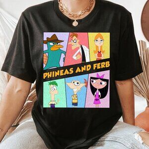 Phineas and Ferb Retro 90s Group Characters T-Shirt